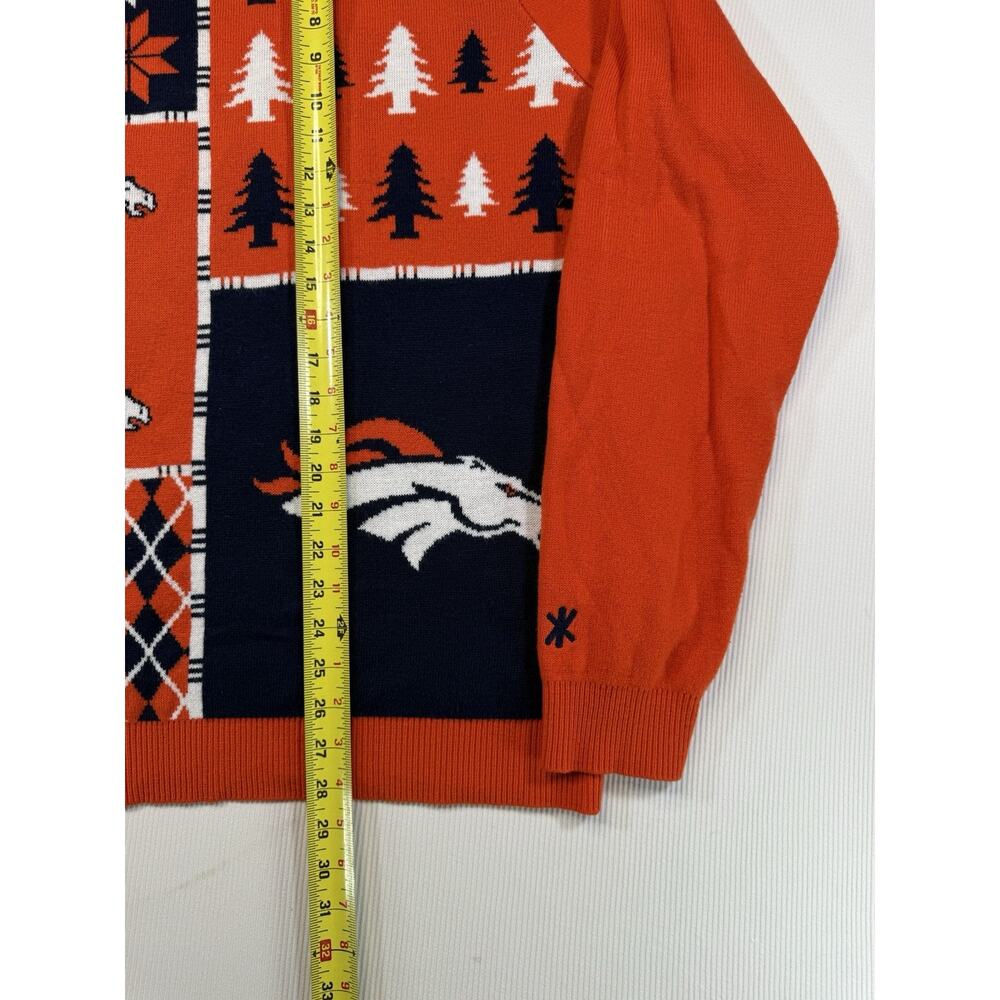 NFL Denver Broncos Ugly Christmas Sweater Orange Navy Patchwork XL Team Apparel - Picture 3 of 7